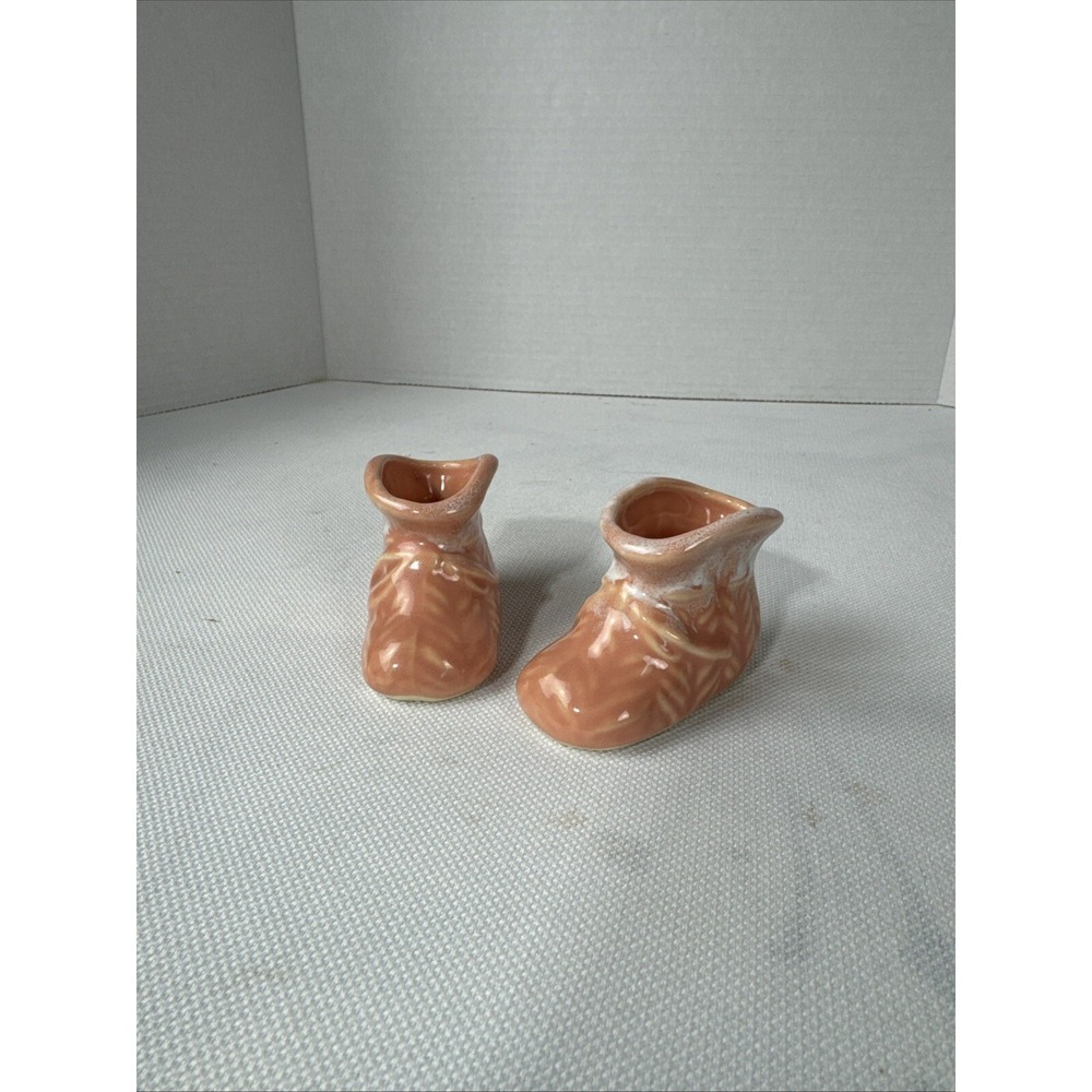 Two Vintage Pink Baby Shoe Planterβ Vase Decor Ceramic Numbered
